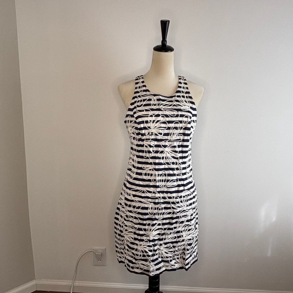 Lilly Pulitzer- Blue & White Striped Dress with Rope & Gem Details - Picture 2 of 5